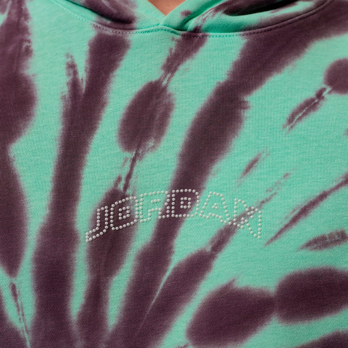 Men's Jordan Brooklyn Fleece Tie-Dye Festival Pullover Hoodie - Green Glow/Burgundy Ash/Pale Ivory