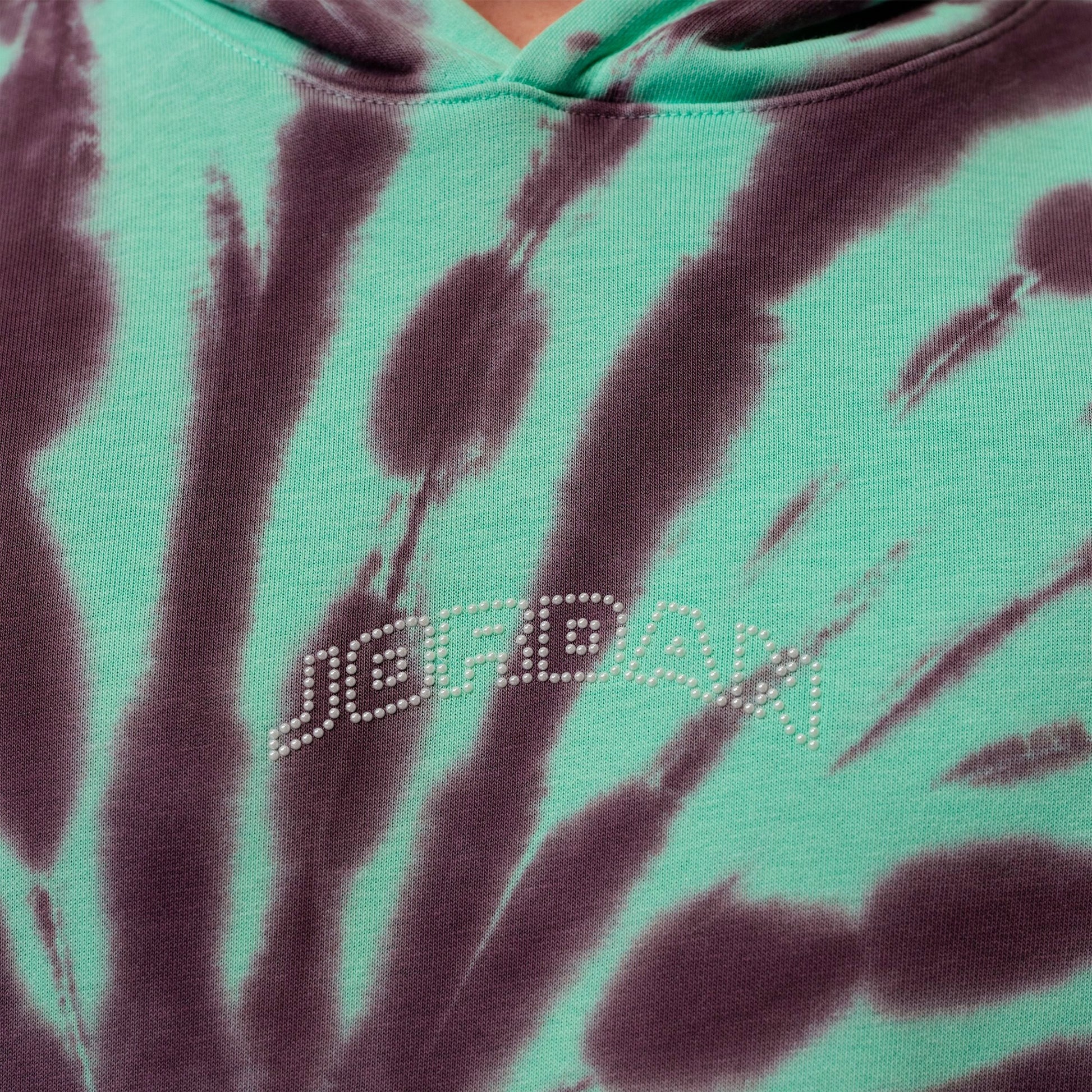 Men's Jordan Brooklyn Fleece Tie-Dye Festival Pullover Hoodie - Green Glow/Burgundy Ash/Pale Ivory