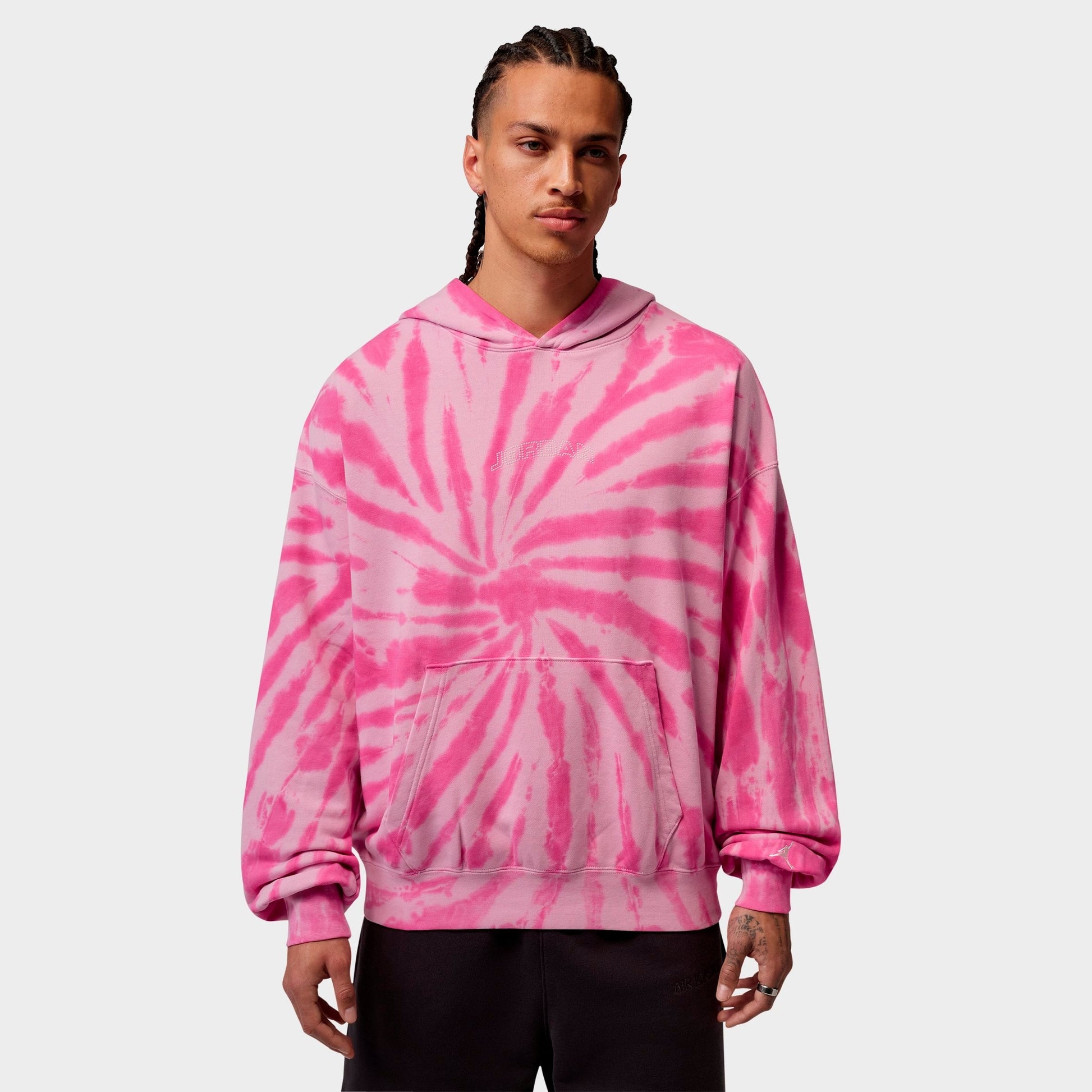 Men's Jordan Brooklyn Fleece Tie-Dye Festival Pullover Hoodie - Iced Carmine/Pinksicle/Pale Ivory