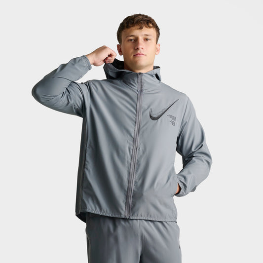 Men's Nike Dri-FIT Form Graphic Full-Zip Jacket - Smoke Grey/Black