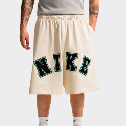 Men's Nike Life Midweight Chenille Knit Shorts - Coconut Milk/Black