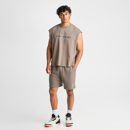 Men's Jordan Brooklyn Sleeveless Muscle Top - Olive Grey/Gym Red
