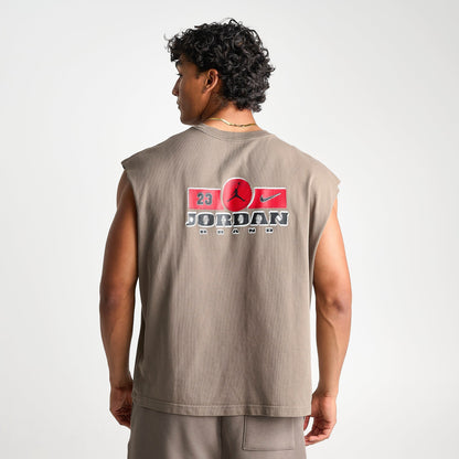 Men's Jordan Brooklyn Sleeveless Muscle Top - Olive Grey/Gym Red
