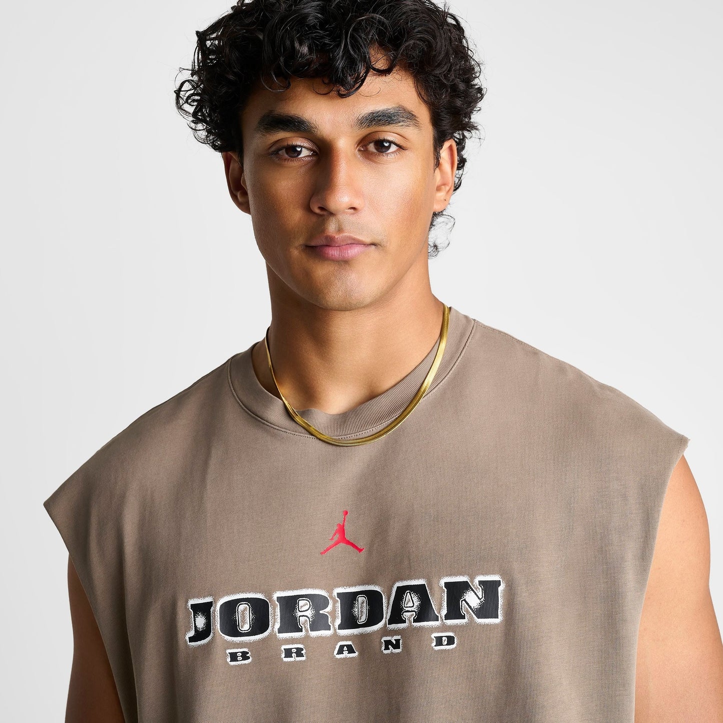 Men's Jordan Brooklyn Sleeveless Muscle Top - Olive Grey/Gym Red