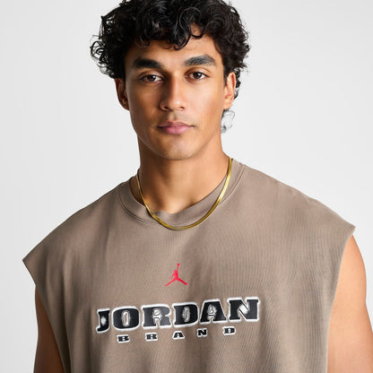 Men's Jordan Brooklyn Sleeveless Muscle Top - Olive Grey/Gym Red