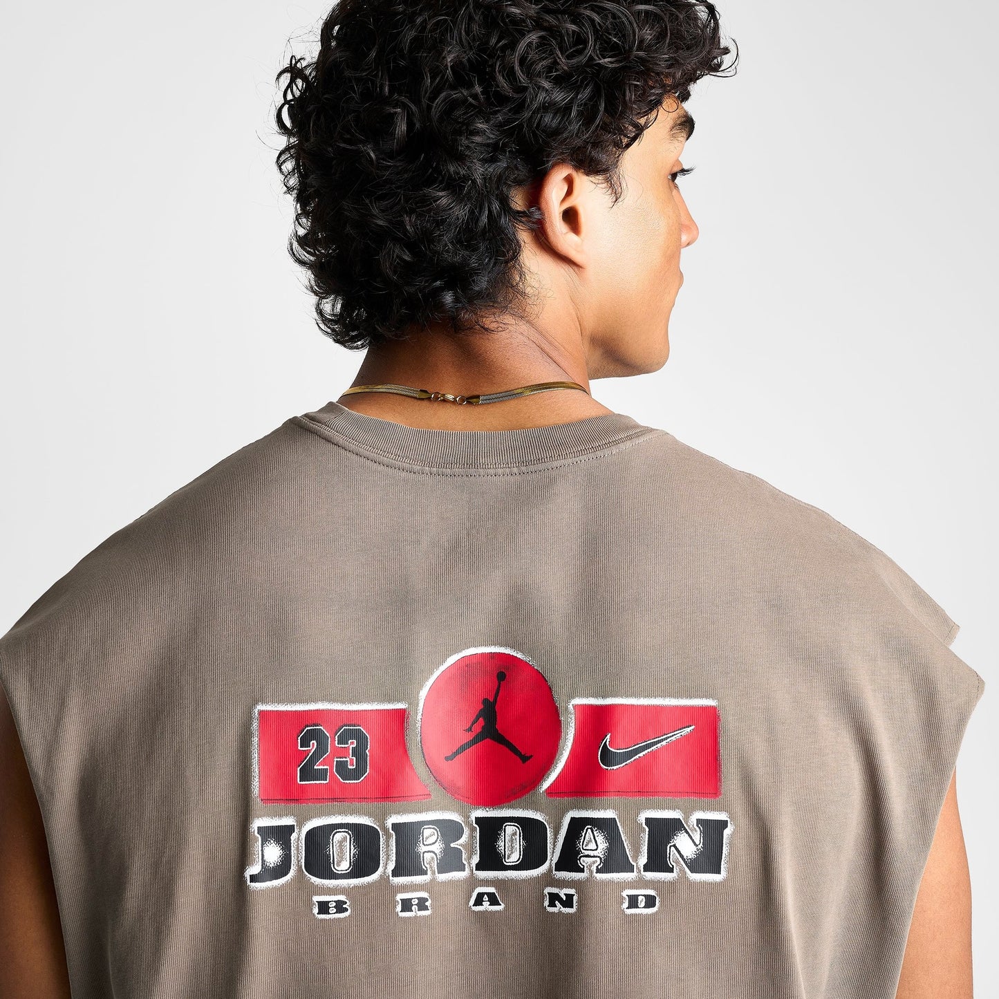 Men's Jordan Brooklyn Sleeveless Muscle Top - Olive Grey/Gym Red