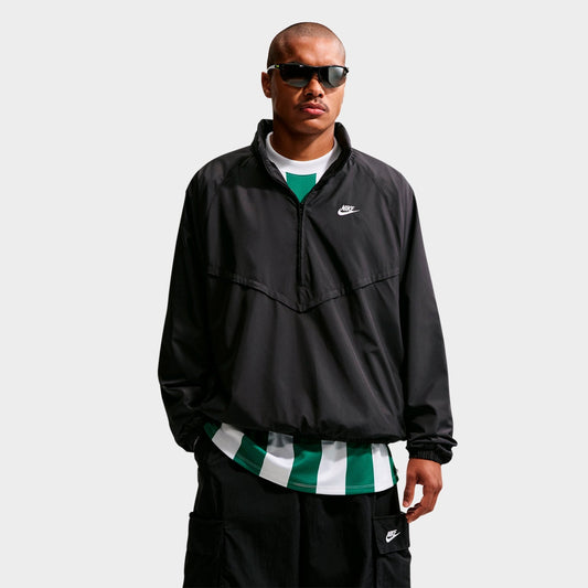Men's Nike Windrunner Lightweight Half-Zip Jacket - Black/White
