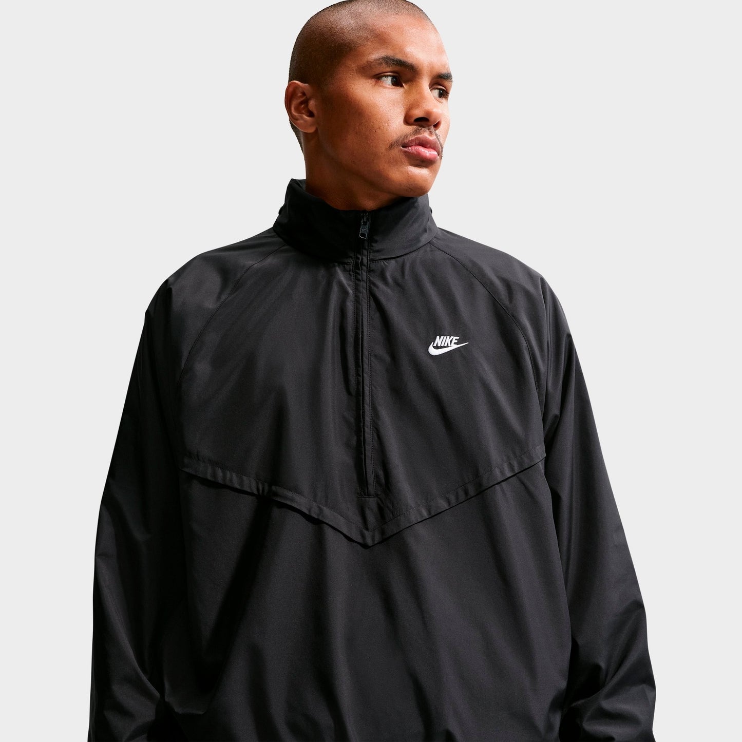 Men's Nike Windrunner Lightweight Half-Zip Jacket - Black/White