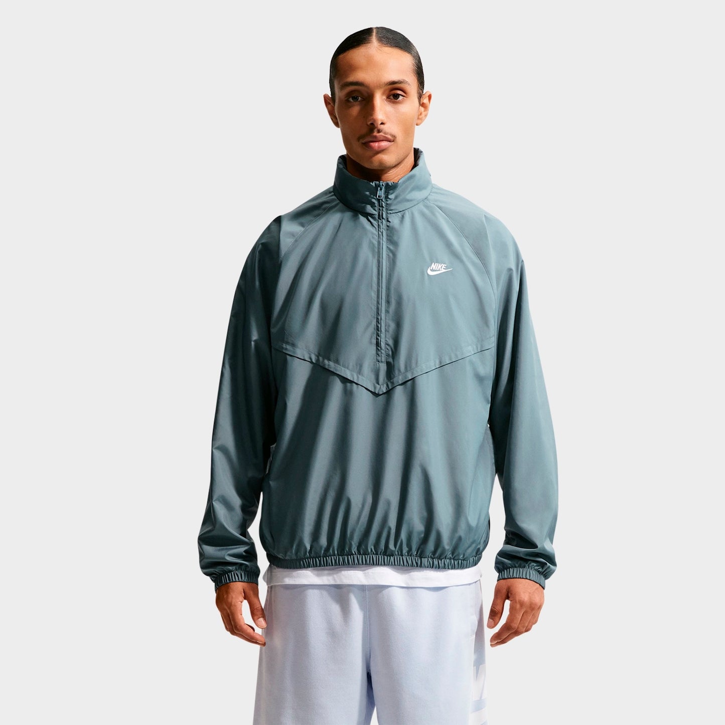 Men's Nike Windrunner Lightweight Half-Zip Jacket - Mineral Slate/White