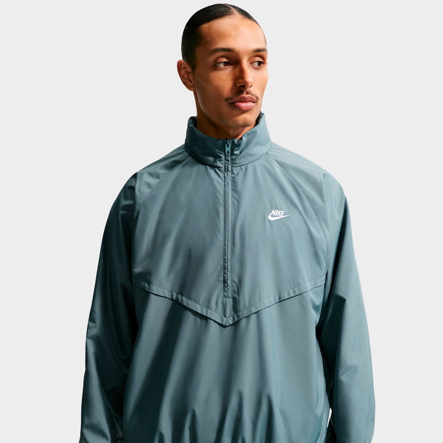 Men's Nike Windrunner Lightweight Half-Zip Jacket - Mineral Slate/White