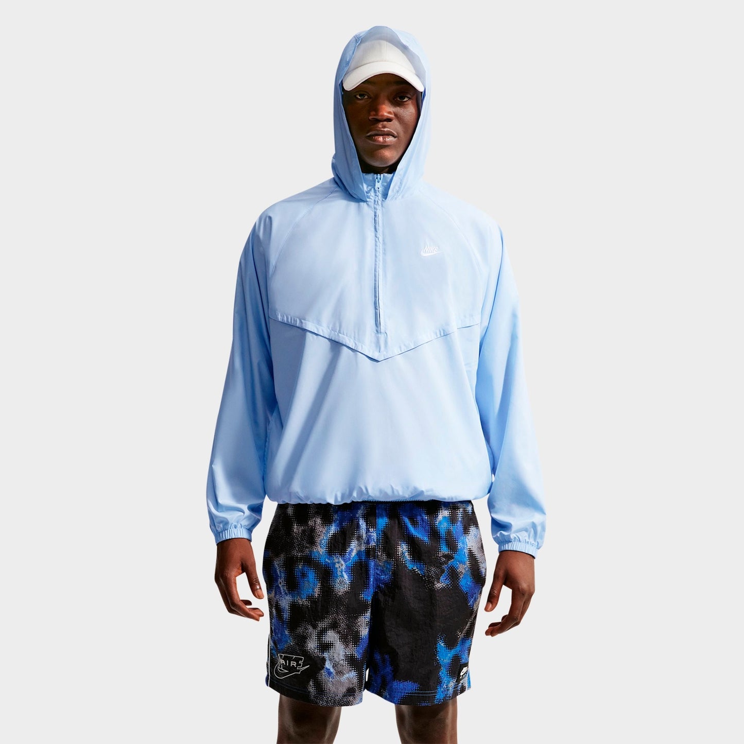 Men's Nike Windrunner Lightweight Half-Zip Jacket - Hydrogen Blue/White