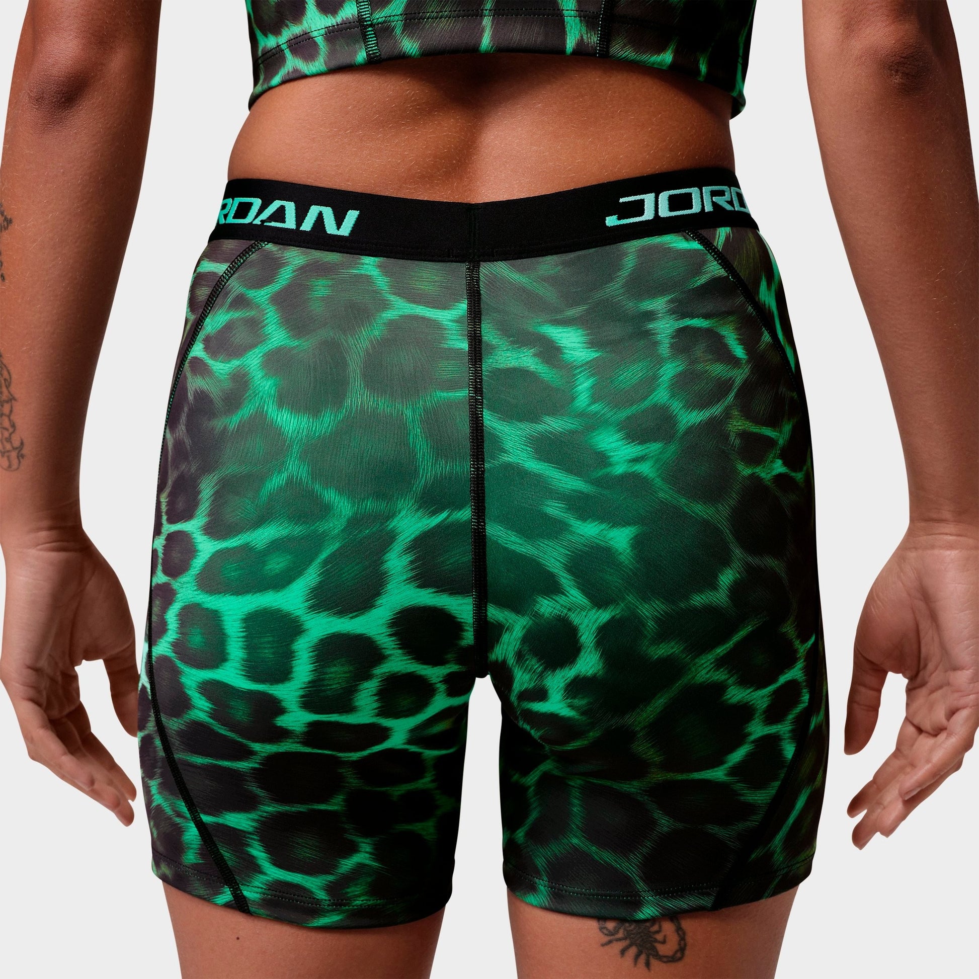 Women's Jordan Sport Dri-FIT High-Waisted 5" All-over Print Shorts - Green Glow/Green Glow
