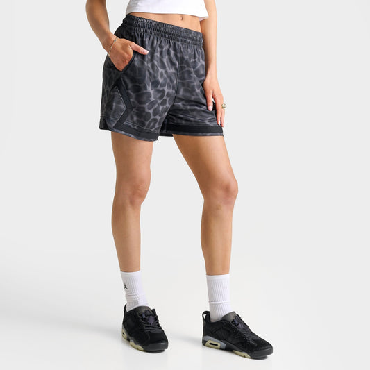 Women's Jordan Sport Leopard Print 4" Diamond Basketball Shorts - Black/Black