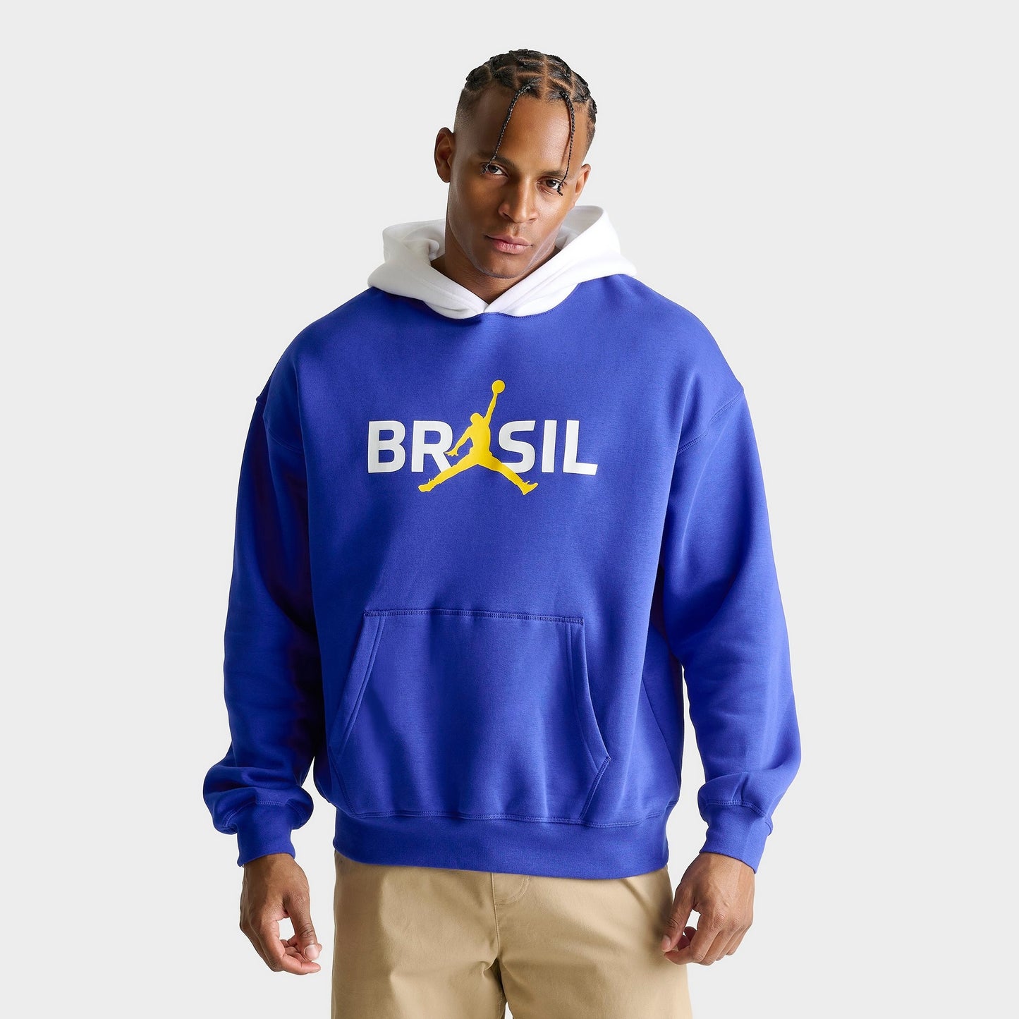 Men's Jordan Brazil Brooklyn Fleece Pullover Hoodie - Old Royal/White