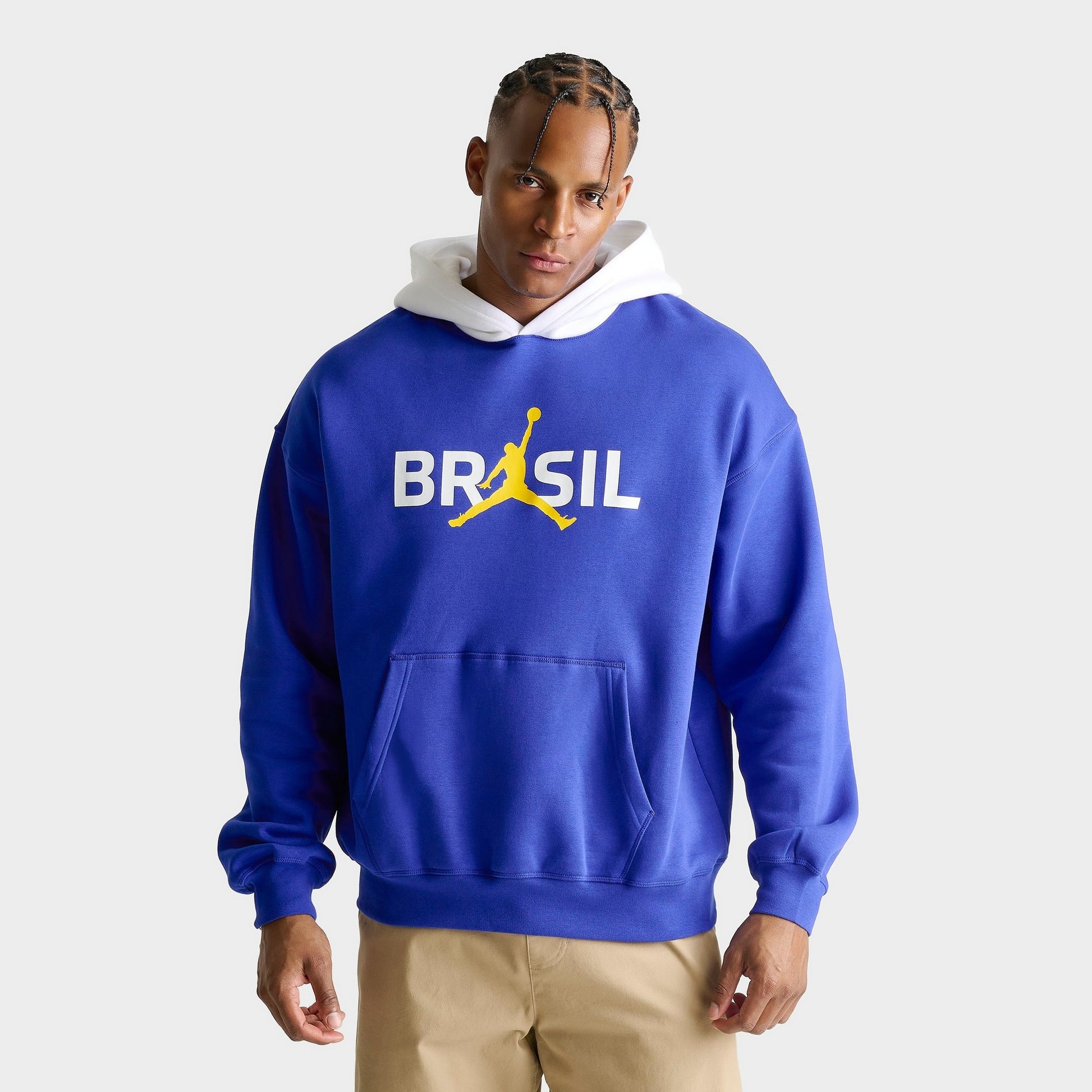 Men's Jordan Brazil Brooklyn Fleece Pullover Hoodie - Old Royal/White