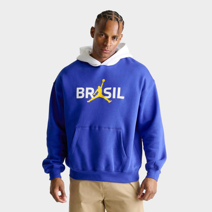 Men's Jordan Brazil Brooklyn Fleece Pullover Hoodie - Old Royal/White