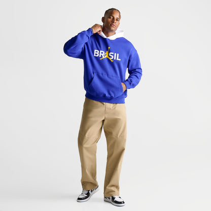 Men's Jordan Brazil Brooklyn Fleece Pullover Hoodie - Old Royal/White