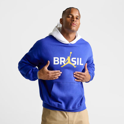 Men's Jordan Brazil Brooklyn Fleece Pullover Hoodie - Old Royal/White