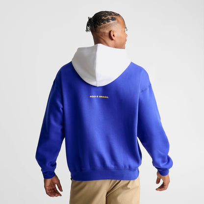 Men's Jordan Brazil Brooklyn Fleece Pullover Hoodie - Old Royal/White