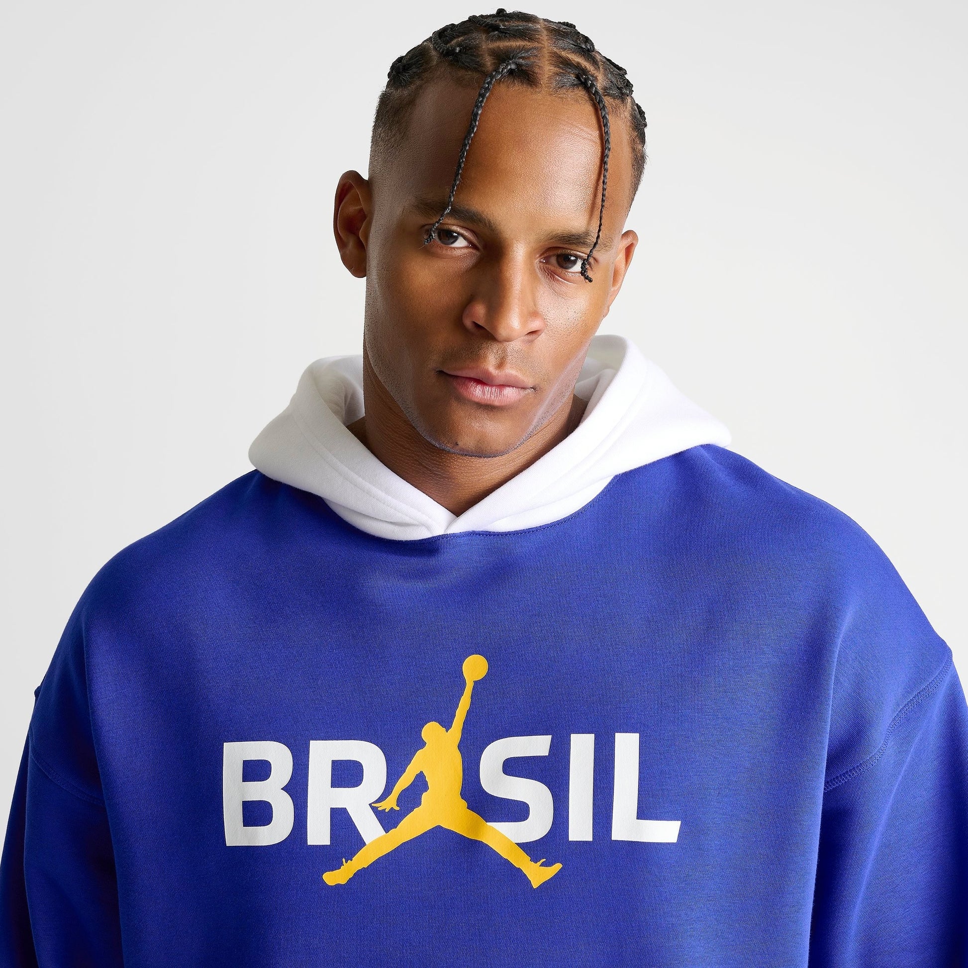 Men's Jordan Brazil Brooklyn Fleece Pullover Hoodie - Old Royal/White