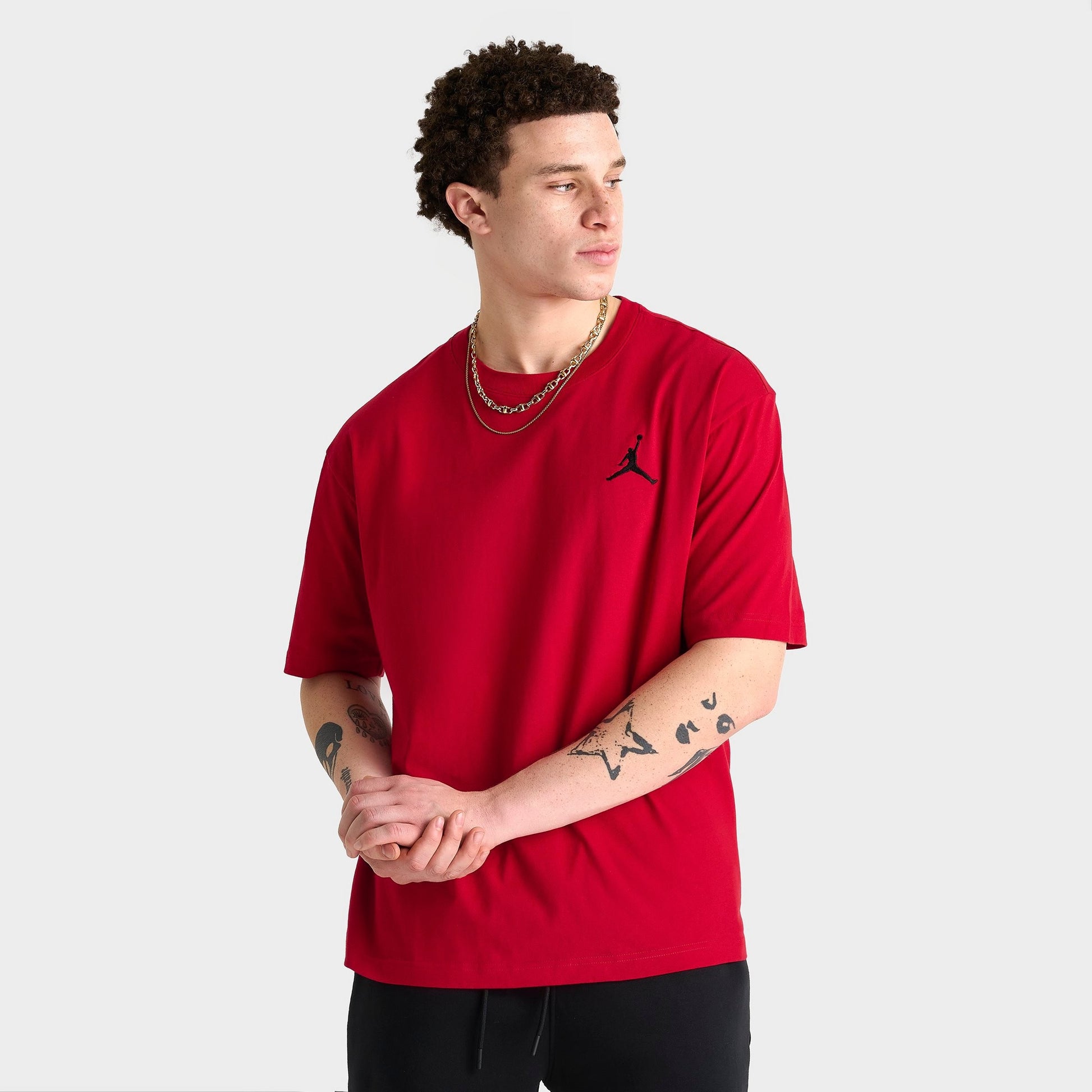 Men's Jordan Embroidered Jumpman T-Shirt - Gym Red/Black