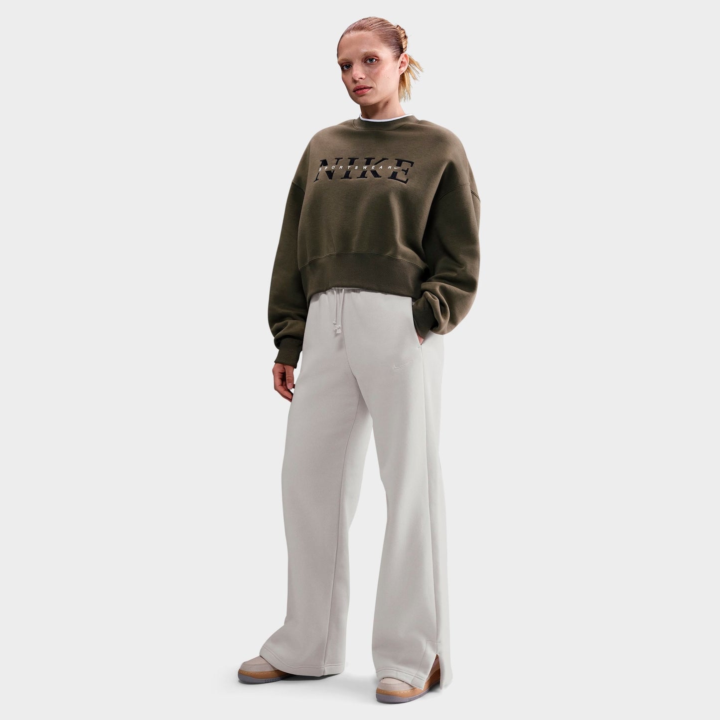Women's Nike Sportswear Phoenix Fleece High-Waisted Wide-Leg Sweatpants - Light Orewood Brown/Sail