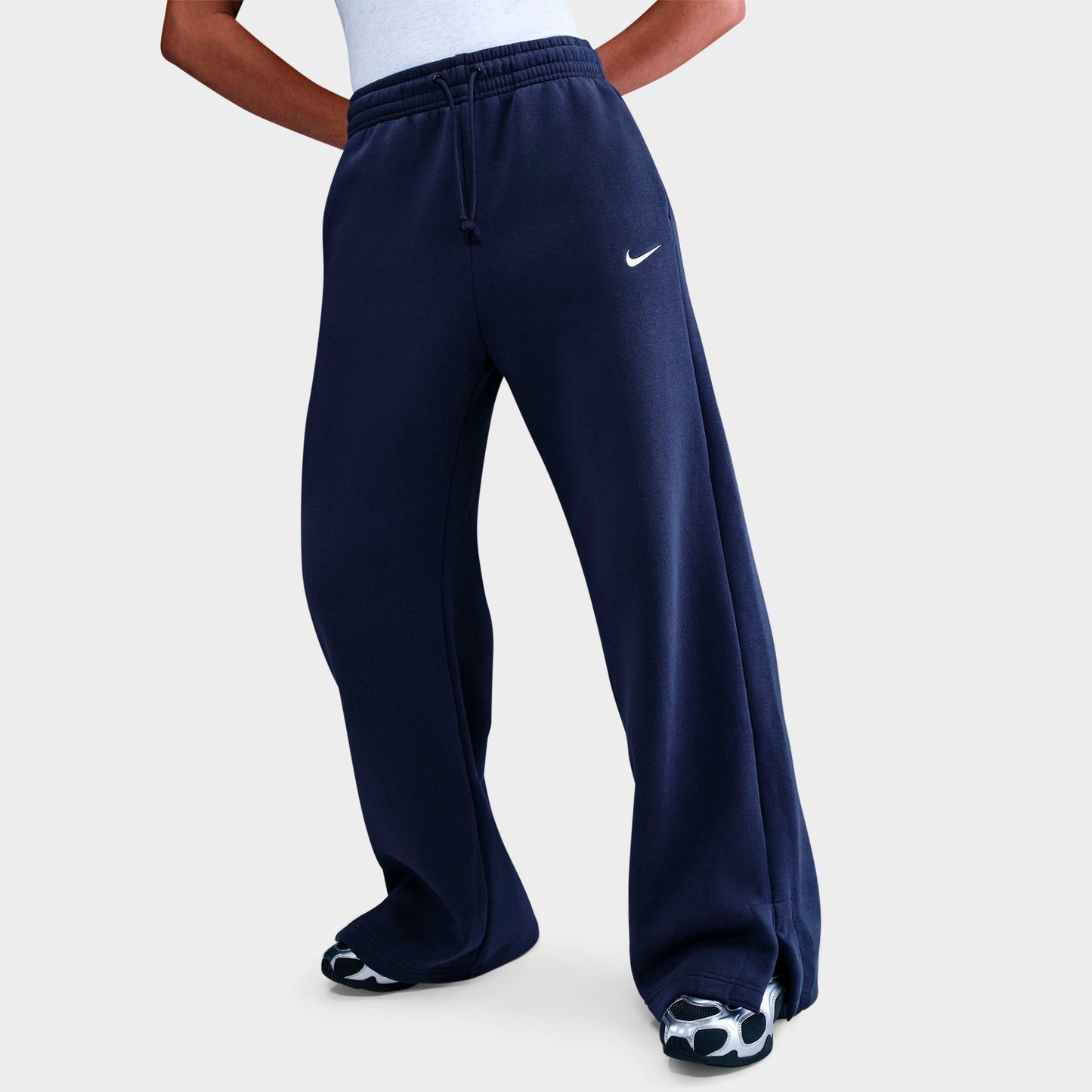 Women's Nike Sportswear Phoenix Fleece High-Waisted Wide-Leg Sweatpants - Midnight Navy/Sail