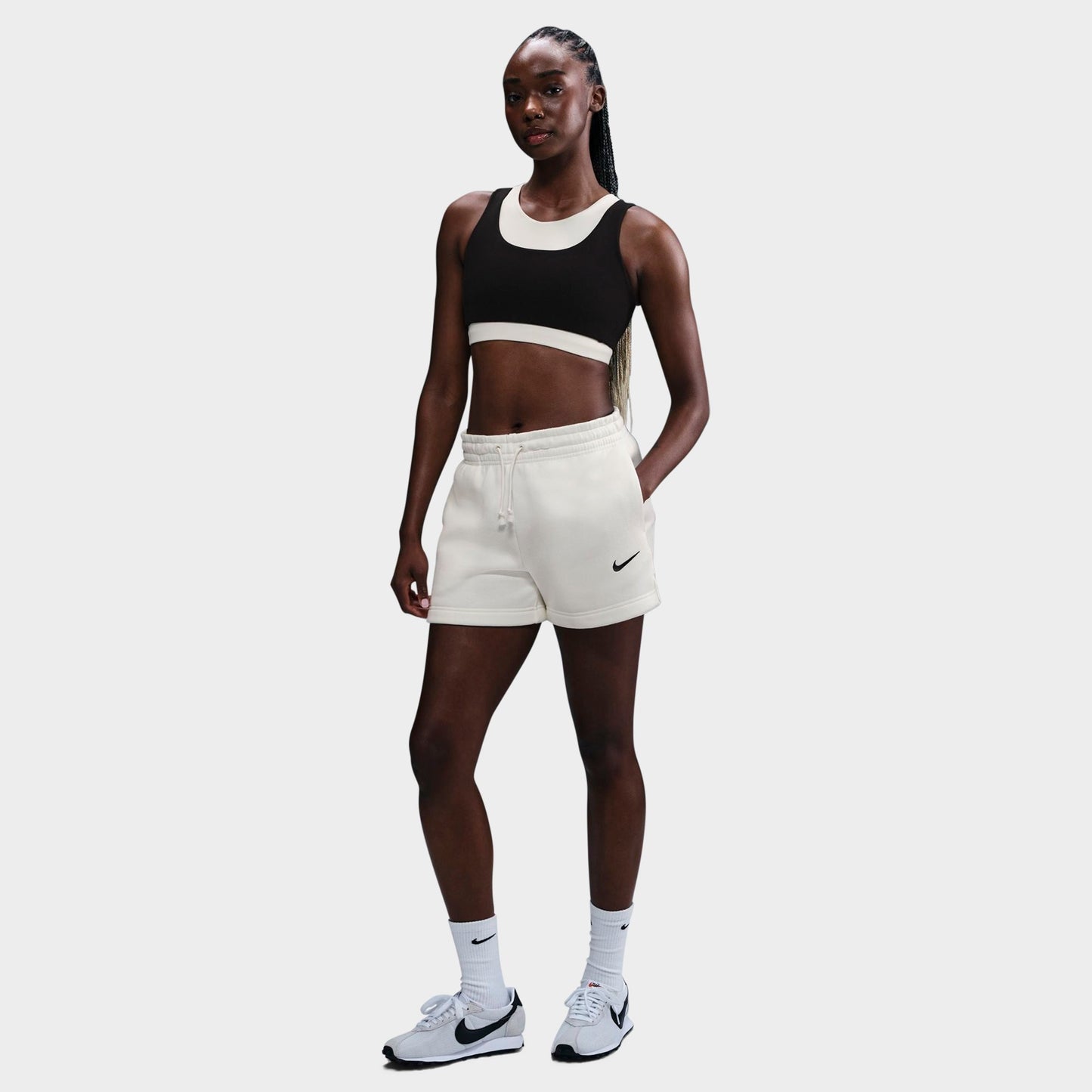 Women's Nike Sportswear Phoenix Fleece Mid-Rise 4" Shorts - Sail/Black