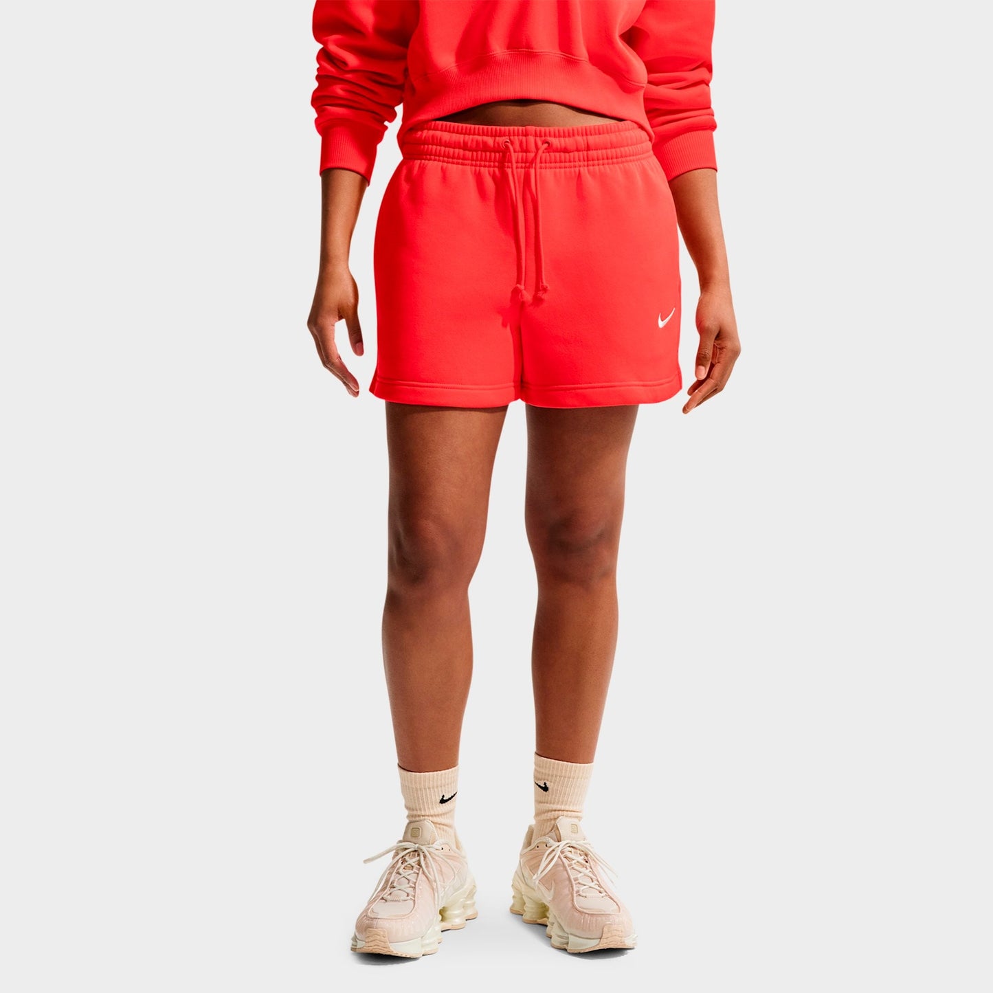 Women's Nike Sportswear Phoenix Fleece Mid-Rise 4" Shorts - Light Crimson/Sail