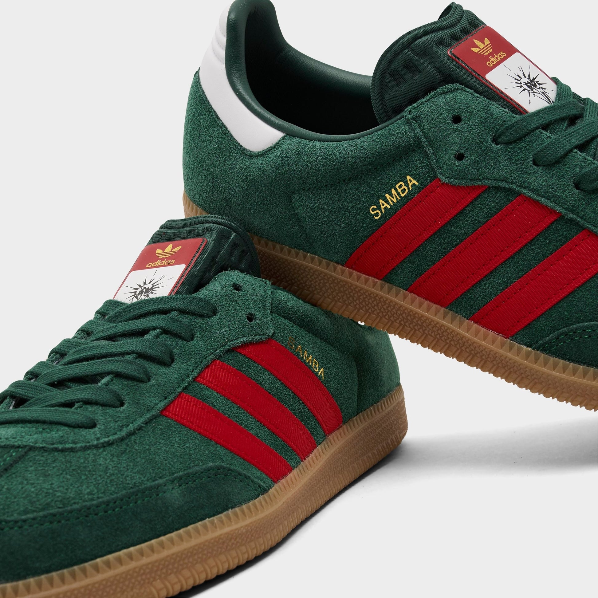 Men's adidas Originals Samba OG FIFA World Cup 2026 Portugal Casual Shoes - Team Dark Green/Better Scarlet/Gum