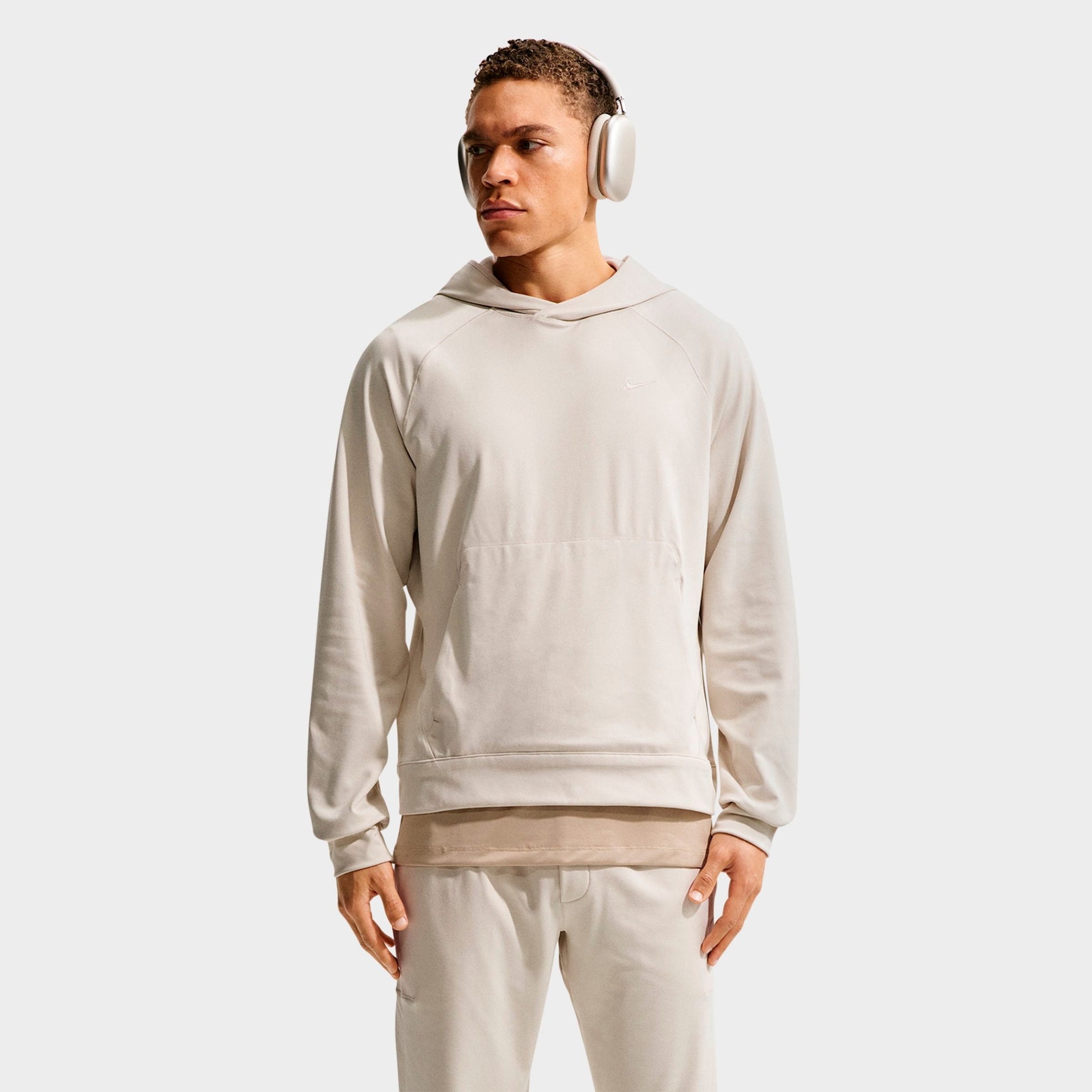 Men's Nike Primary NanoKnit Dri-FIT UV Protection Pullover Training Hoodie - Light Orewood Brown/Sail/Heather/Light Orewood Brown