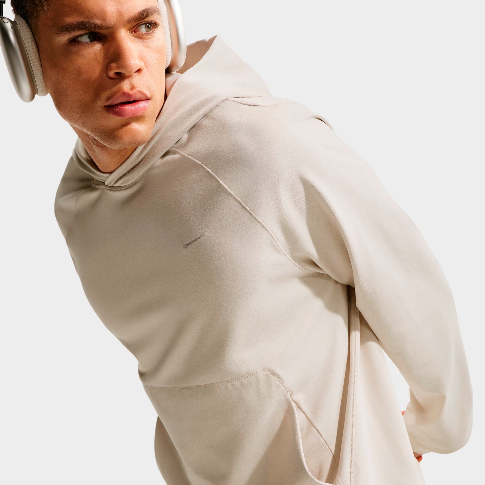 Men's Nike Primary NanoKnit Dri-FIT UV Protection Pullover Training Hoodie - Light Orewood Brown/Sail/Heather/Light Orewood Brown