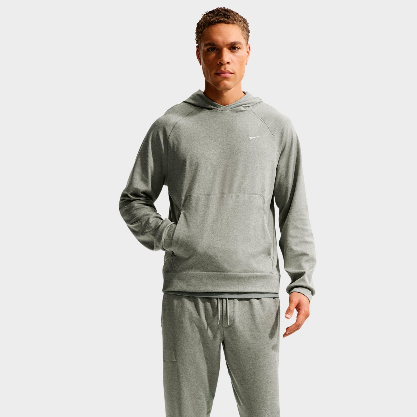 Men's Nike Primary NanoKnit Dri-FIT UV Protection Pullover Training Hoodie - Light Army/Medium Olive/Heather/Light Army