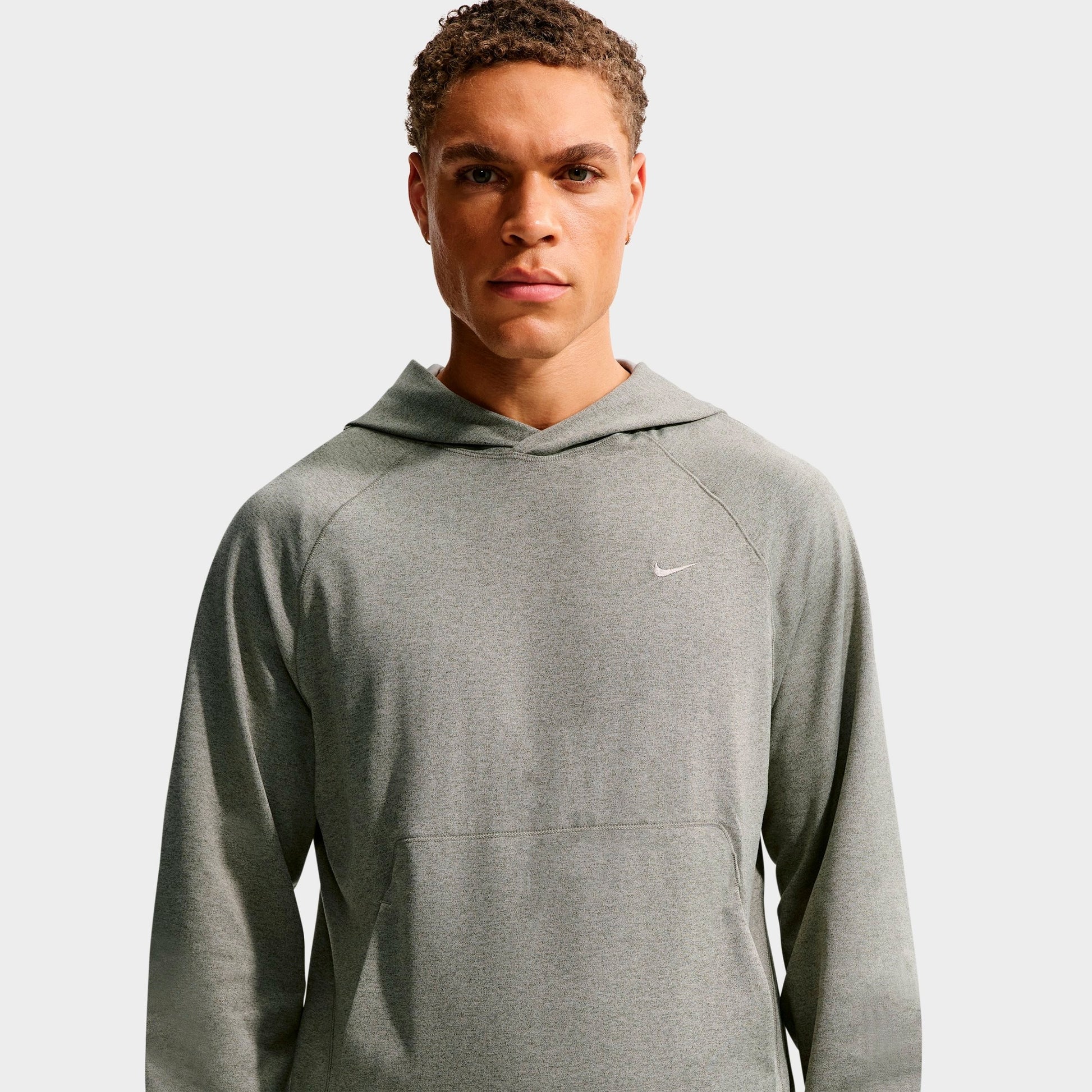 Men's Nike Primary NanoKnit Dri-FIT UV Protection Pullover Training Hoodie - Light Army/Medium Olive/Heather/Light Army