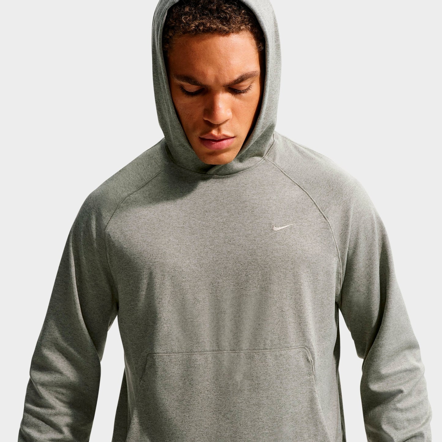 Men's Nike Primary NanoKnit Dri-FIT UV Protection Pullover Training Hoodie - Light Army/Medium Olive/Heather/Light Army