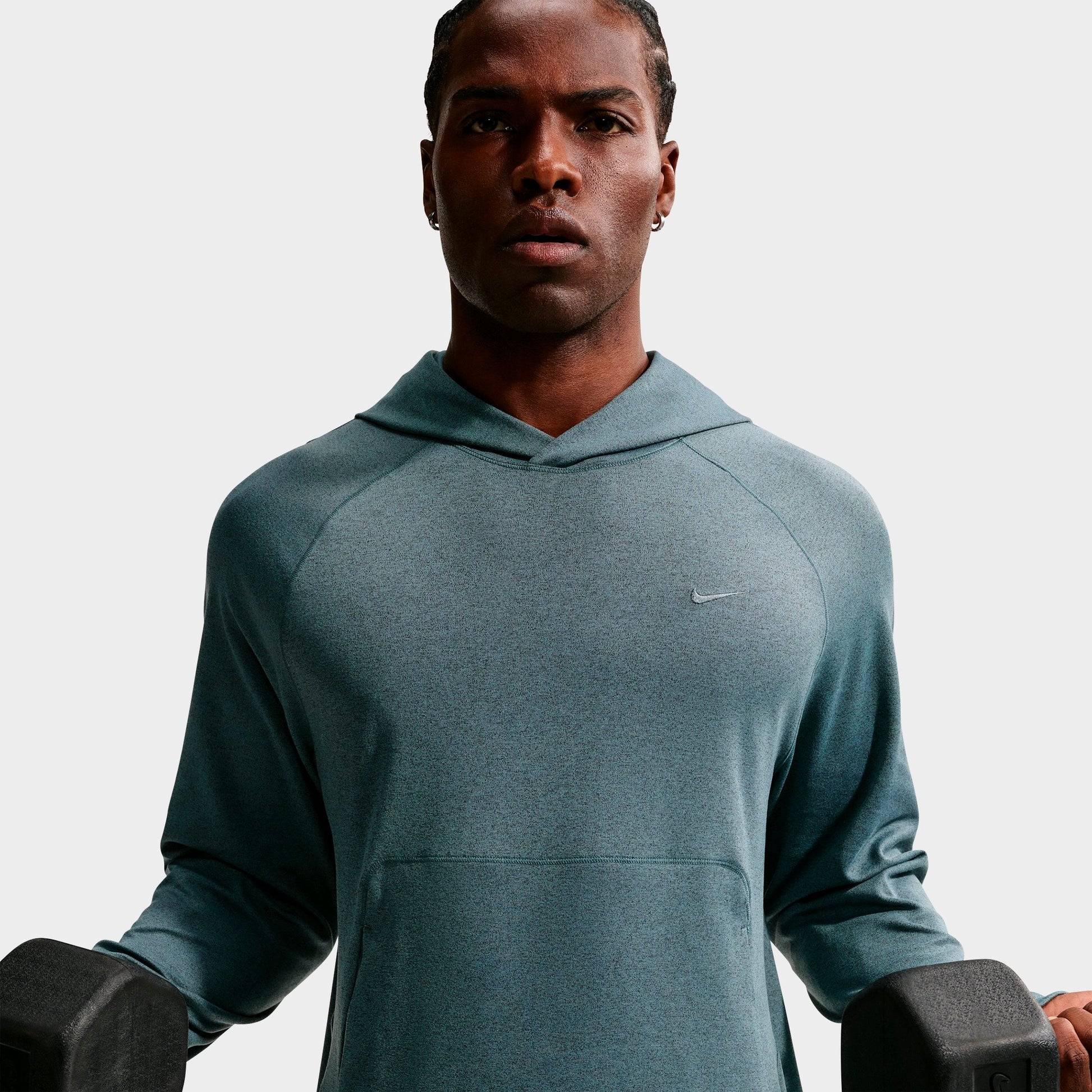 Men's Nike Primary NanoKnit Dri-FIT UV Protection Pullover Training Hoodie - Mineral Slate/Black Spruce/Heather/Mineral Slate