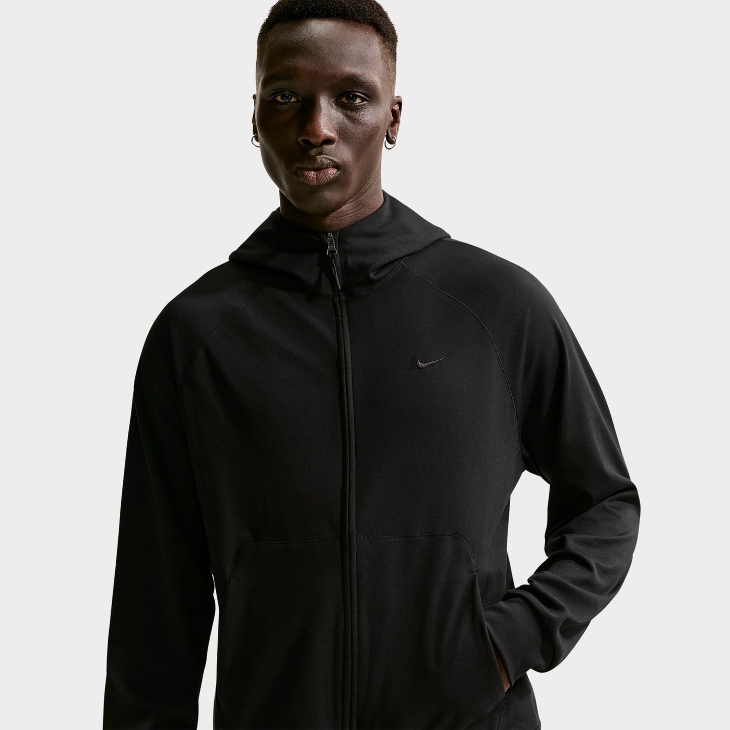 Men's Nike Primary NanoKnit Dri-FIT UV Protection Full-Zip Training Hoodie - Black/Black