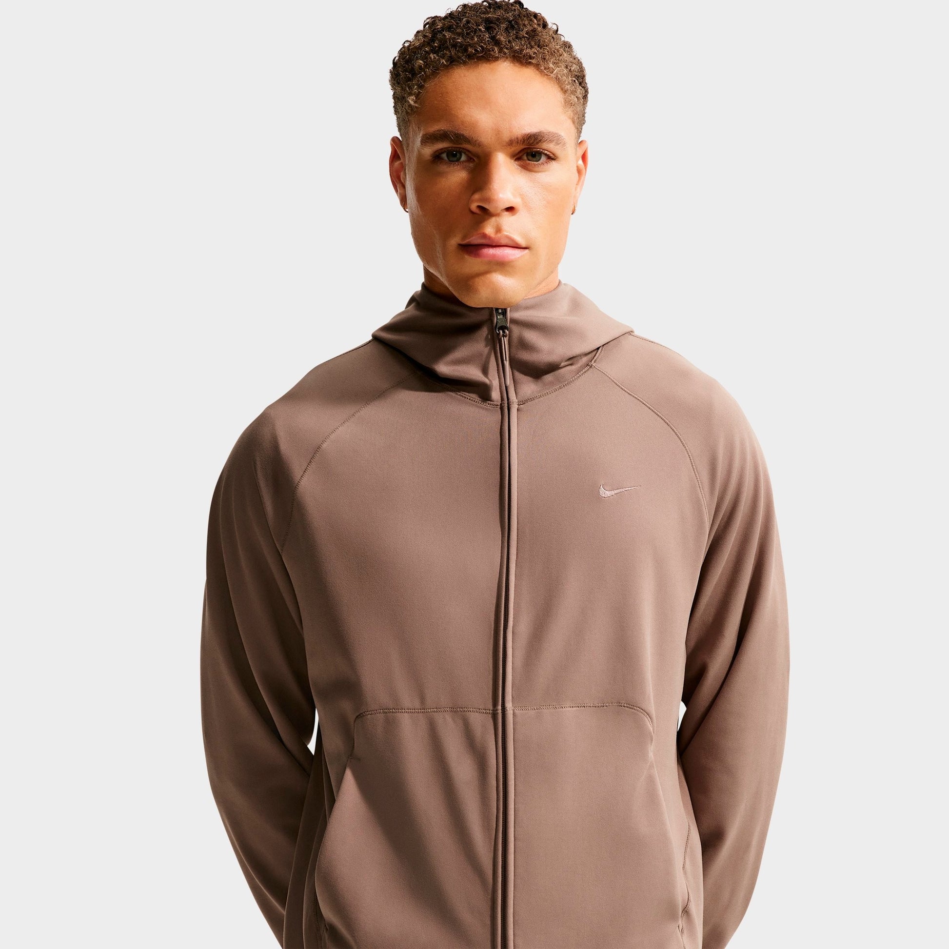 Men's Nike Primary NanoKnit Dri-FIT UV Protection Full-Zip Training Hoodie - Mink Brown/Mink Brown