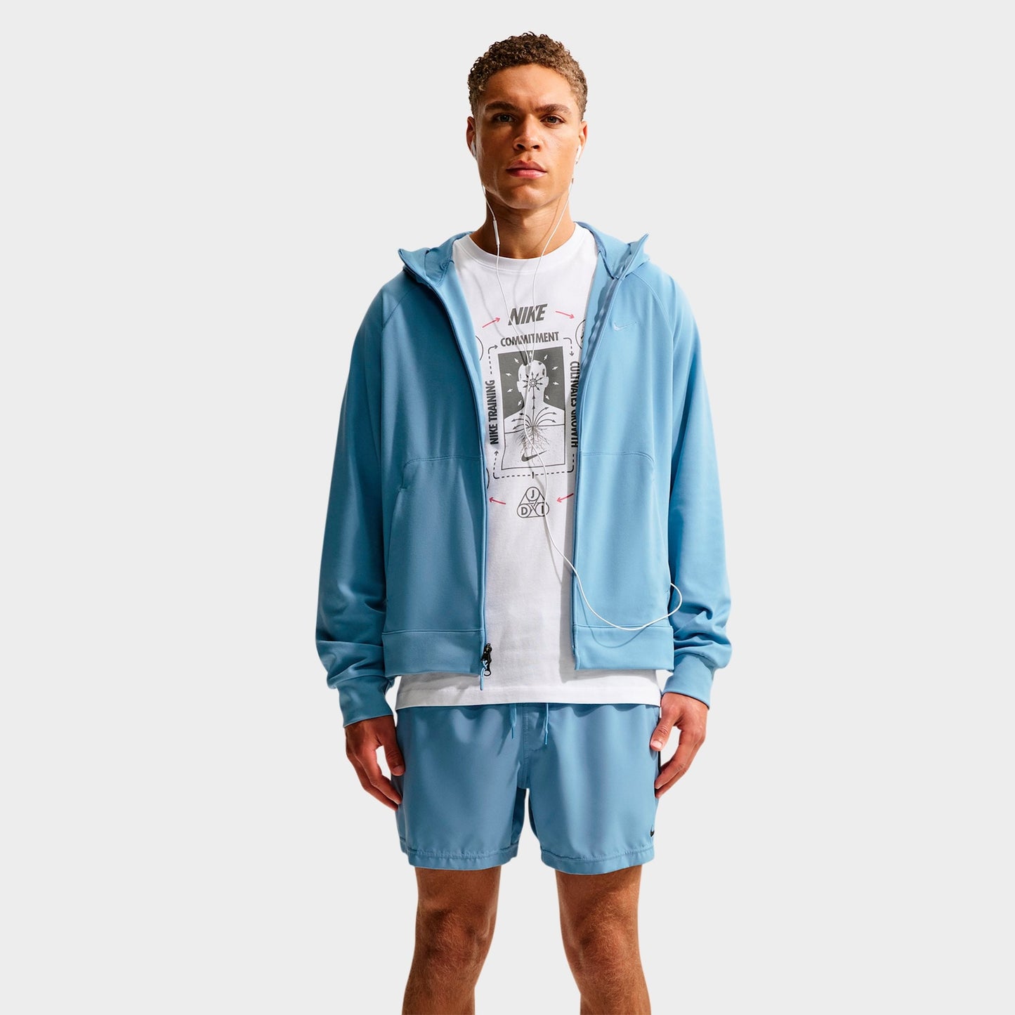 Men's Nike Primary NanoKnit Dri-FIT UV Protection Full-Zip Training Hoodie - Work Blue/Work Blue