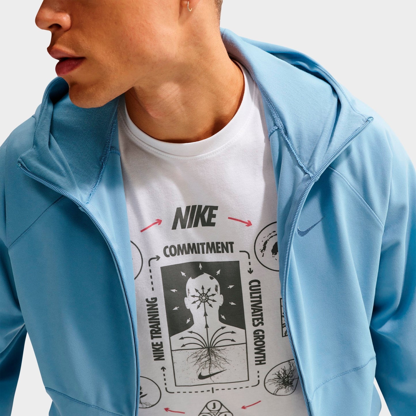 Men's Nike Primary NanoKnit Dri-FIT UV Protection Full-Zip Training Hoodie - Work Blue/Work Blue