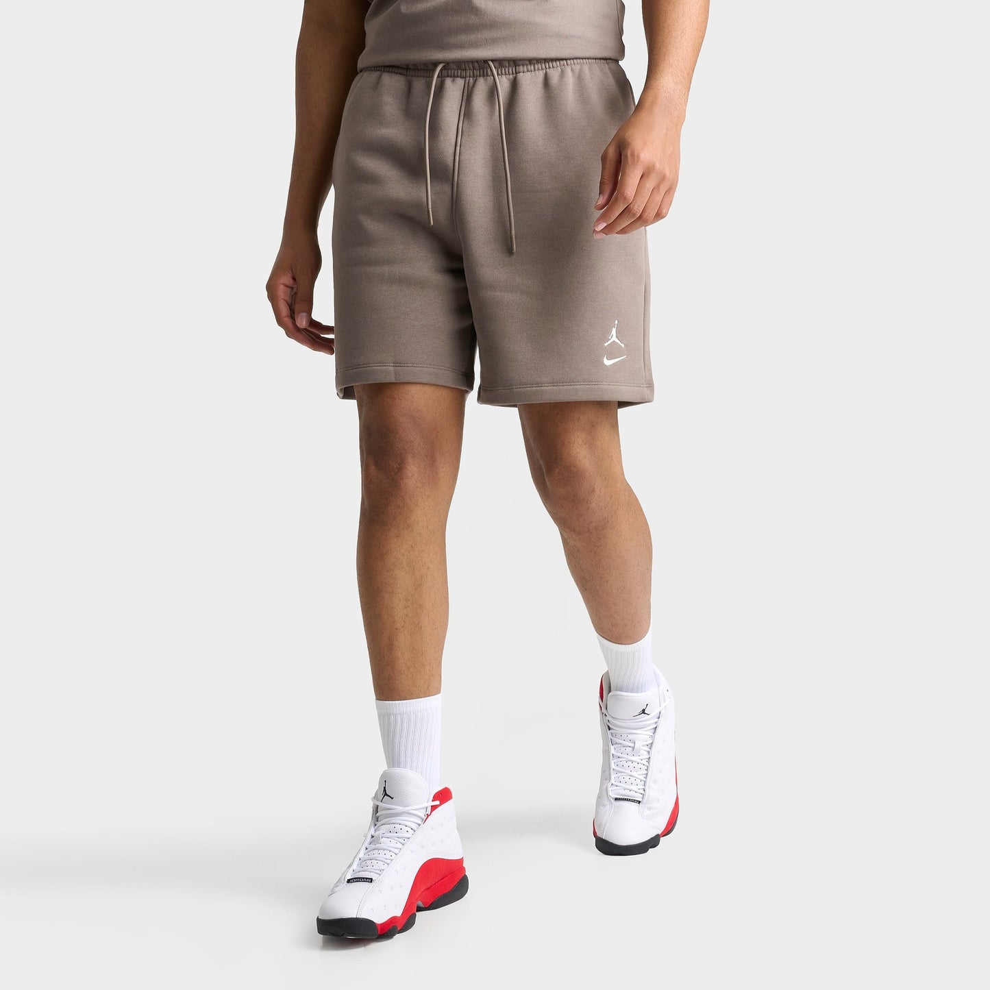Men's Jordan Brooklyn Varsity Fleece Shorts - Olive Grey/Sail