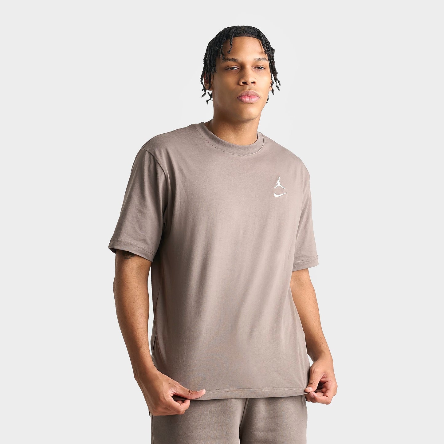 Men's Jordan Brooklyn Swoosh Logo T-Shirt - Olive Grey/Sail