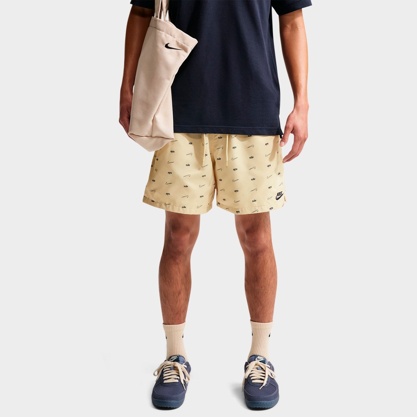Men's Nike Sportswear Club Monogram Woven Flow Shorts - Light Khaki/Obsidian