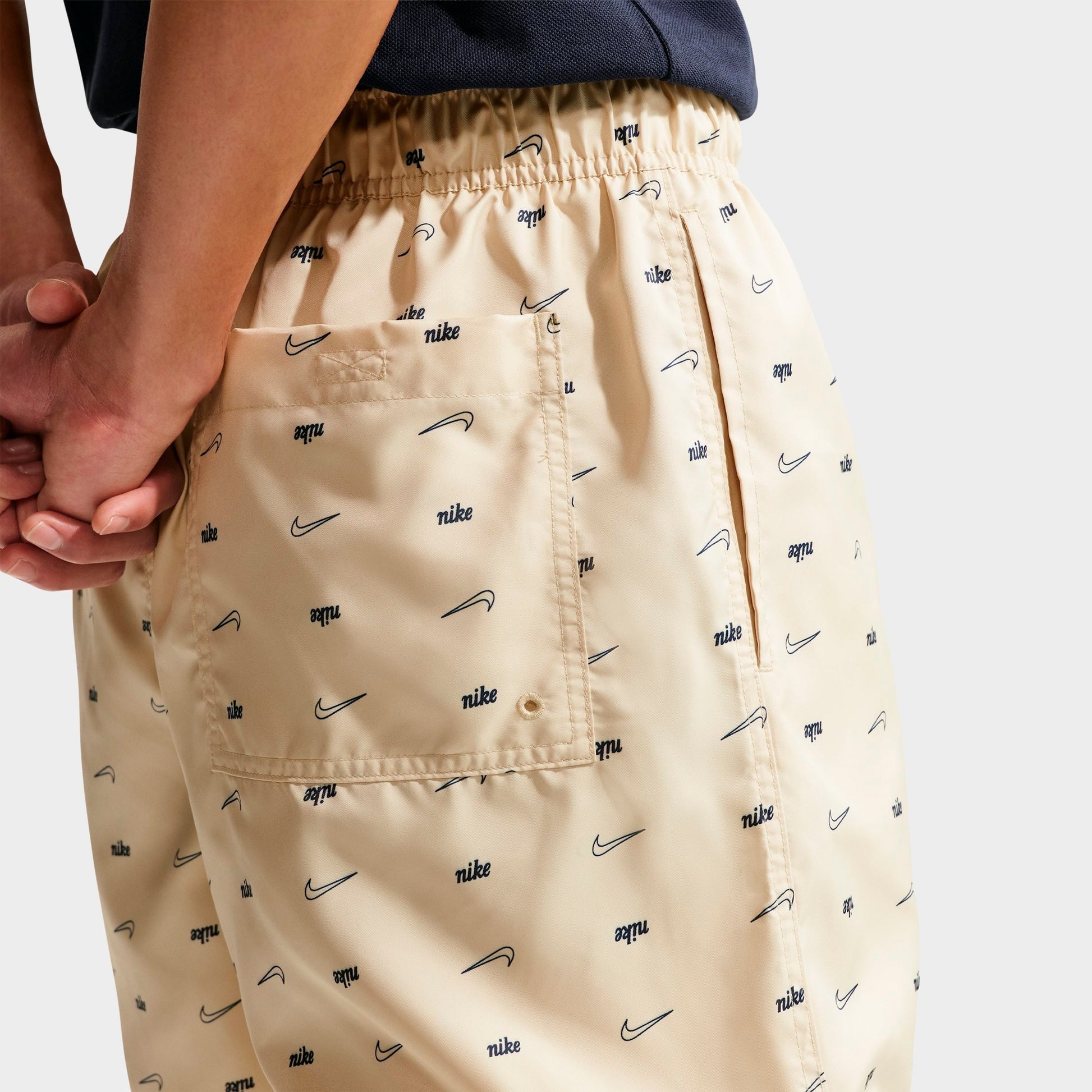 Men's Nike Sportswear Club Monogram Woven Flow Shorts - Light Khaki/Obsidian