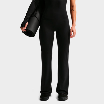 Women's Nike Zenvy Seamless Front High-Waisted Flared Leggings - Black/Cool Grey