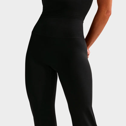 Women's Nike Zenvy Seamless Front High-Waisted Flared Leggings - Black/Cool Grey