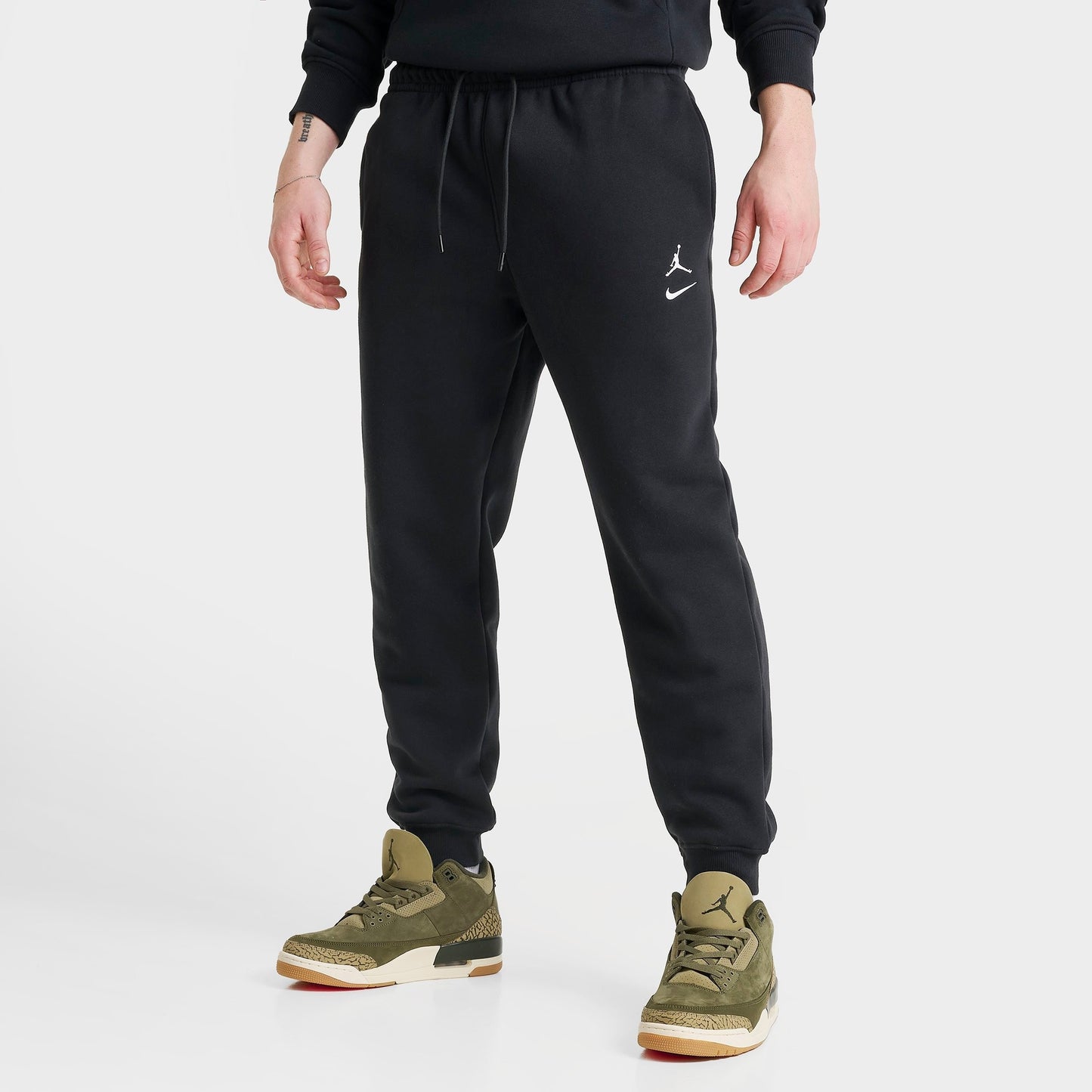 Men's Jordan Swoosh Brooklyn Fleece Jogger Pants - Black/White