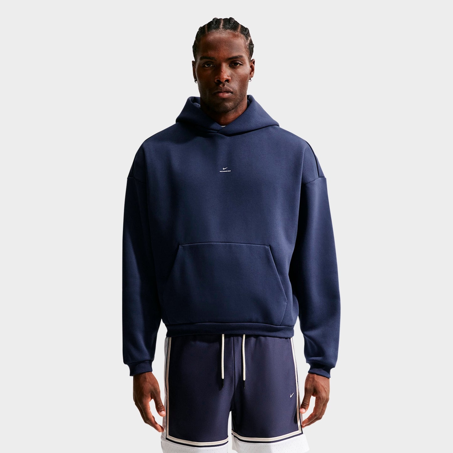 Men's Nike Standard Issue Therma-FIT Brushed Basketball Pullover Hoodie - Midnight Navy/Pale Ivory