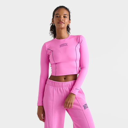 Women's Nike One Dri-FIT Long-Sleeve Top - Playful Pink/Midnight Navy