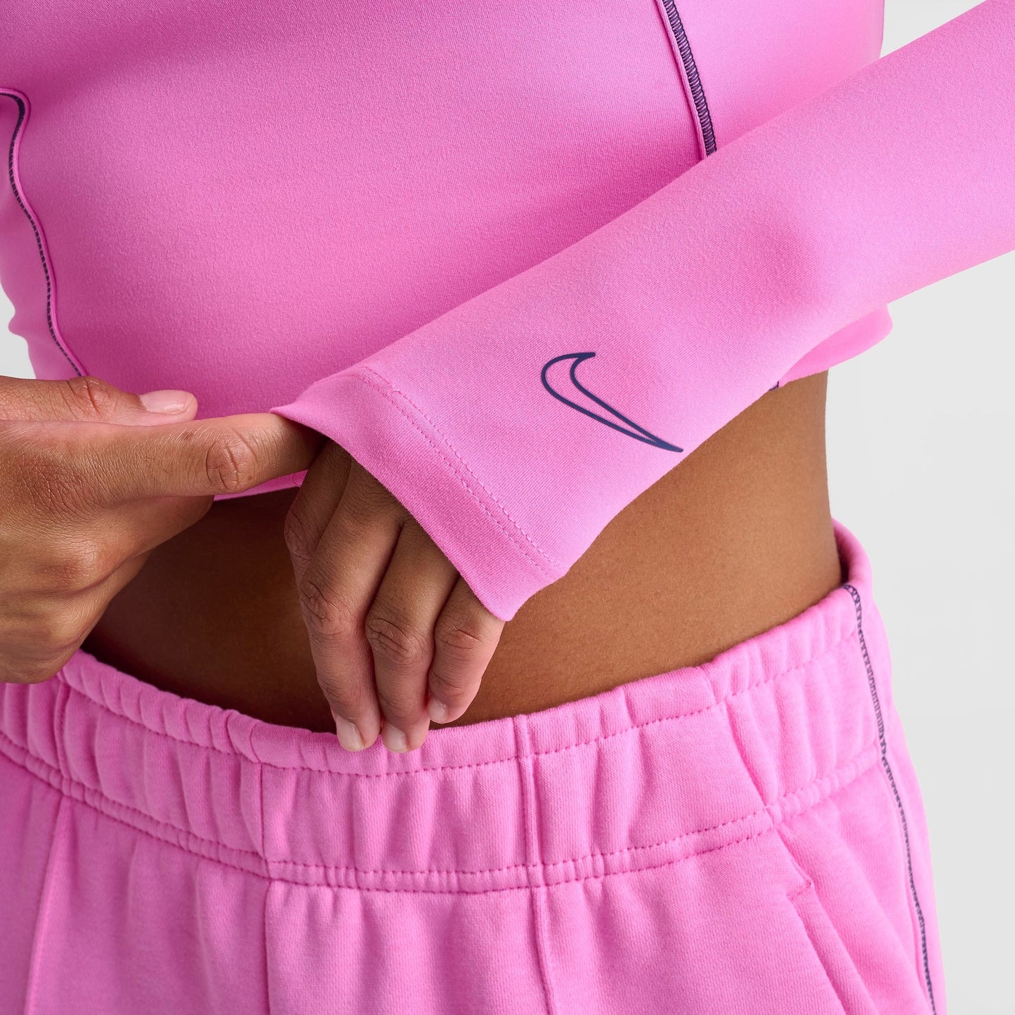 Women's Nike One Dri-FIT Long-Sleeve Top - Playful Pink/Midnight Navy